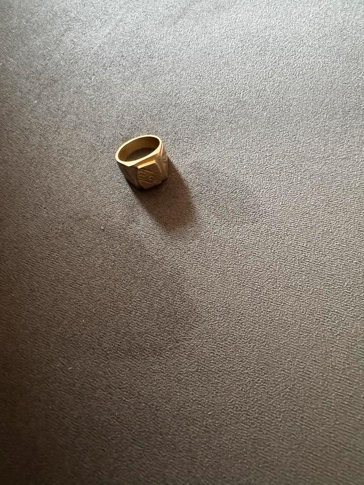 Gouden Zegelring Maat 18/19, Sieraden, Tassen en Uiterlijk, Ringen, Gebruikt, Heer, 18 tot 19, Goud, Ophalen of Verzenden