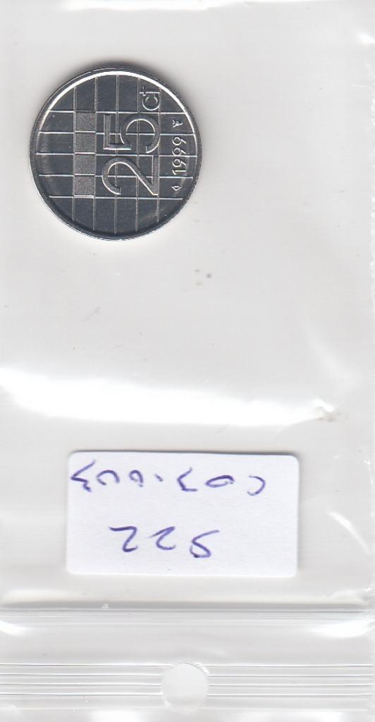 S22-C03-0003-M32 Nederland 25 cents BU 1999 KM204, Postzegels en Munten, Munten | Nederland, 10 cent, Koningin Beatrix, Verzenden