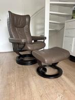 Stressles relax fauteuil met voetenvank en verhogingsring, Huis en Inrichting, Ophalen, Zo goed als nieuw, 50 tot 75 cm