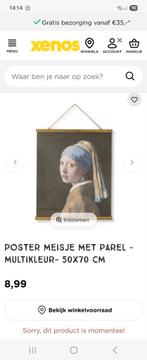 Poster meisje met de parels, Ophalen of Verzenden, Nieuw, Hout, 75 cm of meer