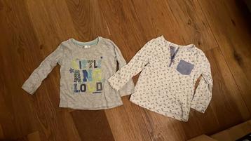 2 longsleeves maat 86 shirt met lange mouw grijs rendieren beschikbaar voor biedingen