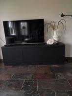 Zwarte massief eiken TV meubel., Ophalen, 150 tot 200 cm, Zo goed als nieuw, Minder dan 100 cm