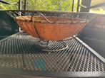 Metalen en rieten retro vintage fruitmand 14 cm hoog, Huis en Inrichting, Ophalen of Verzenden, Gebruikt, Rond, Overige materialen