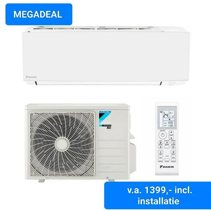 Daikin airco split unit top deal, Witgoed en Apparatuur, Airco's, Nieuw, Wandairco, 100 m³ of groter, Verwarmen, Afstandsbediening