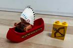 Duplo indianenbootje met indiaan en pijl en boog steen, Ophalen of Verzenden, Gebruikt, Duplo