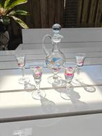 Karaf met 4 glaasjes vintage, Ophalen of Verzenden, Zo goed als nieuw, Borrel- of Shotglas