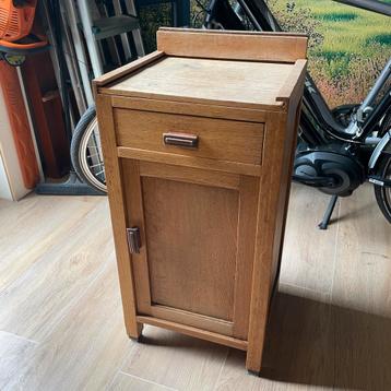 Vintage Houten Nachtkastje/Bijzettafel - Art Deco Stijl beschikbaar voor biedingen