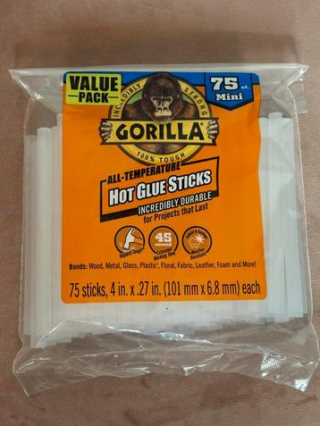 Gorilla high-temp hot mini glue sticks (75 stuks) beschikbaar voor biedingen
