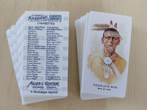 Celebrated American Indian Chiefs compl. set 50 cards REPRO, Verzamelen, Overige Verzamelen, Zo goed als nieuw, Ophalen