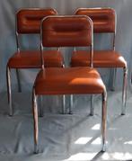 Vintage Chromen Buisframe Stoelen, Huis en Inrichting, Stoelen, Ophalen of Verzenden, Zo goed als nieuw, Bruin