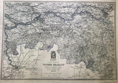 Historische kaart Noord Brabant, Boeken, Atlassen en Landkaarten, Zo goed als nieuw, Landkaart, Nederland, 1800 tot 2000, Ophalen of Verzenden