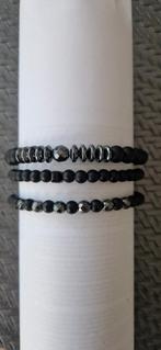Natuurstenen armbandjes zwart set van 3, Ophalen of Verzenden, Nieuw, Zwart