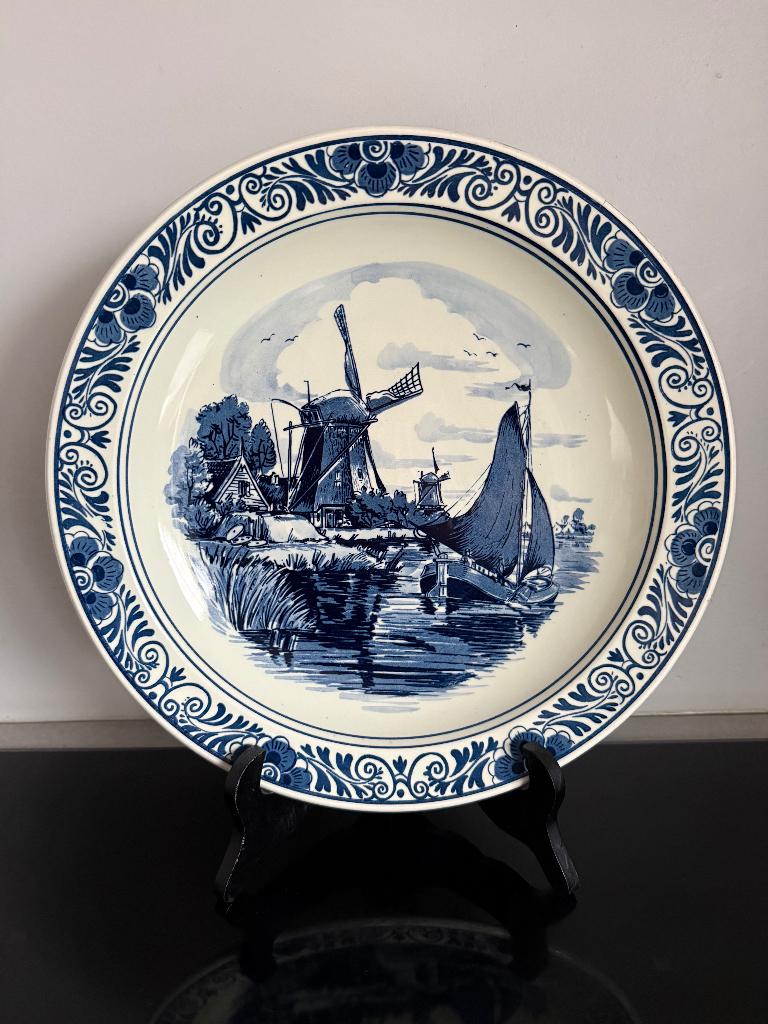 Blauw Delfts wandbord – Boch – maritiem tafereel - vintage, Antiek en Kunst, Ophalen