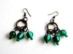 Prachtige vintage koperen oorbellen met groene Murano glas, Sieraden, Tassen en Uiterlijk, Oorbellen, Hangers, Verzenden, Groen