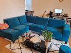 Groen blauw fluwelen hoekbank (te koop per 1 augustus), Ophalen, Vierpersoons of meer