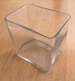 Glazen vierkante vaas, Ophalen, Wit, Minder dan 50 cm, Glas
