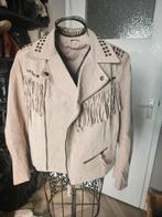 Garling echt lederen bikerjas met franjes maat 40, Ophalen of Verzenden, Zo goed als nieuw, Maat 38/40 (M), Zwart