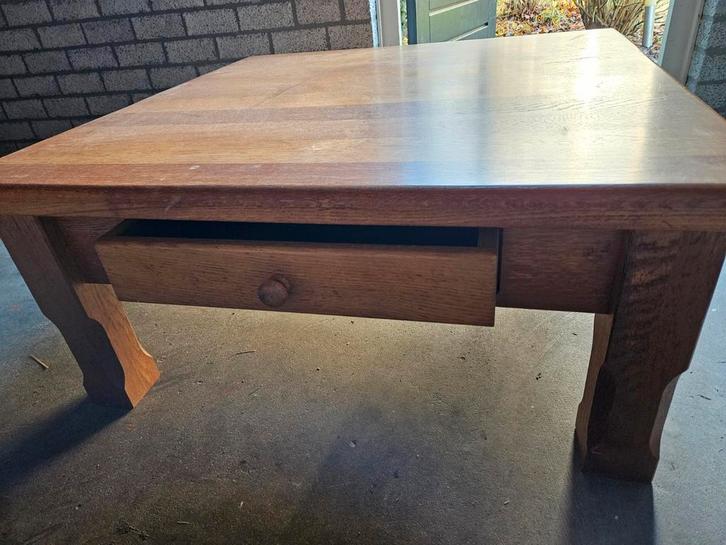 Vierkante massief blank eiken salontafel, Huis en Inrichting, Tafels | Salontafels, Gebruikt, Vierkant, Ophalen