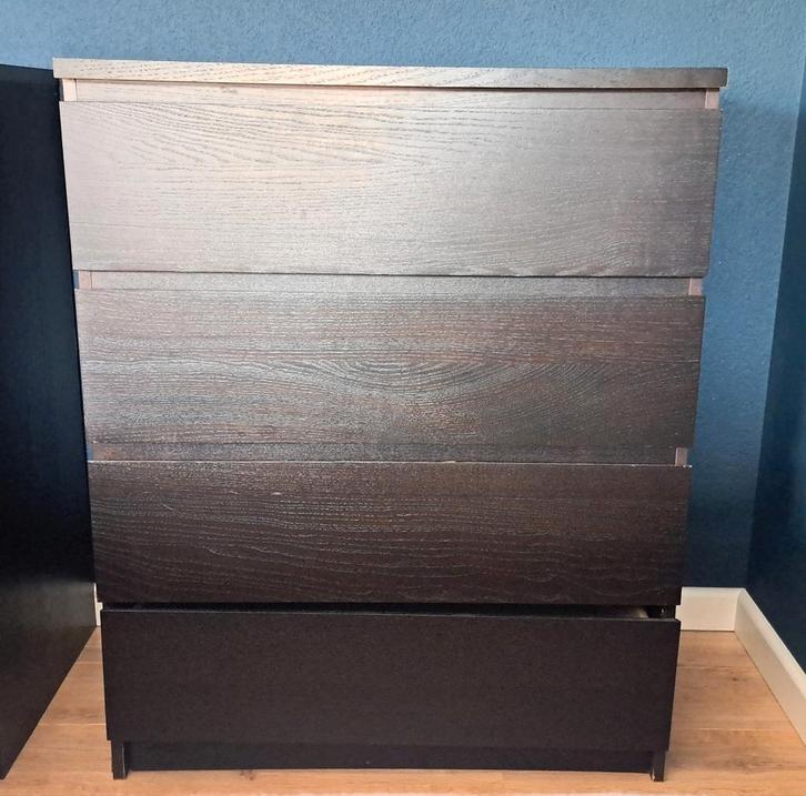 Ikea Malm ladekast met 4 lades zwartbruin, Huis en Inrichting, Kasten | Ladekasten, Gebruikt, 100 tot 150 cm, 100 tot 150 cm, 50 tot 75 cm