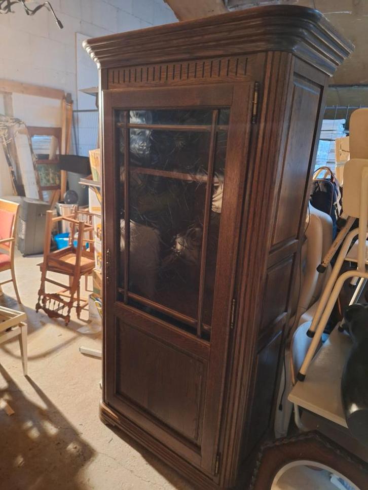 Mooie eiken vitrinekast, Huis en Inrichting, Kasten | Boekenkasten, Gebruikt, 50 tot 100 cm, 150 tot 200 cm, 25 tot 50 cm, Met deur(en)