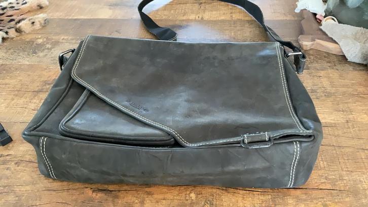 Leren akte tas met vakken, Sieraden, Tassen en Uiterlijk, Tassen | Reistassen en Weekendtassen, Zo goed als nieuw, Grijs, Ophalen of Verzenden