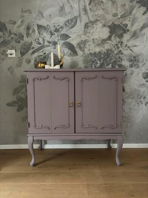 Schitterende landelijke Queen Ann kast lila & goud, Huis en Inrichting, Kasten | Dressoirs, Zo goed als nieuw, 25 tot 50 cm, Ophalen