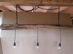 Houten hanglamp met ketting oude boomstam, Ophalen of Verzenden, Gebruikt