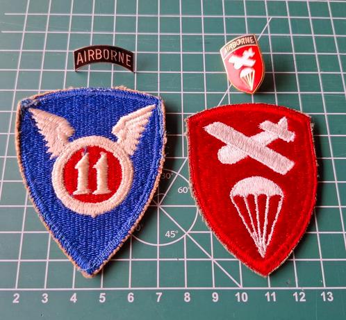 WWII - US - Airborne Command en 11th Airborne Div. Patches, Verzamelen, Militaria | Tweede Wereldoorlog, Landmacht, Embleem of Badge