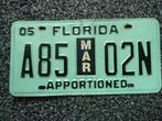 Kentekenplaat licenseplate Florida Apportioned Lichtblauw US, Verzenden, Gebruikt, Auto's