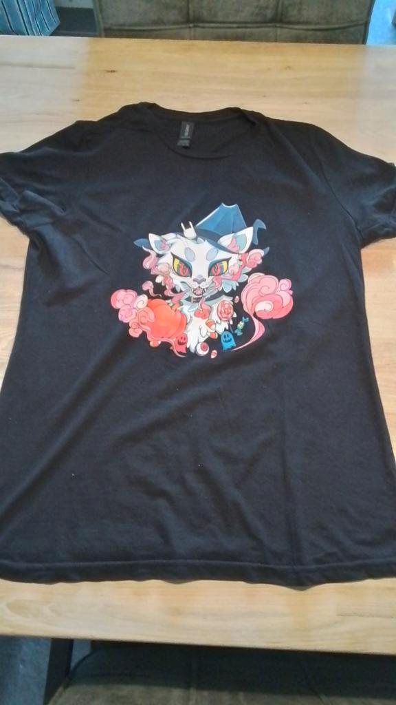 Zwart T-shirt met Kat Halloween Print, Kleding | Dames, T-shirts, Zo goed als nieuw, Maat 38/40 (M), Zwart, Korte mouw, Ophalen of Verzenden