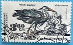 18. Tsjechoslowakije / Vogels - Blauwe Reiger met kuikens, Verzenden, Gestempeld, Dier of Natuur