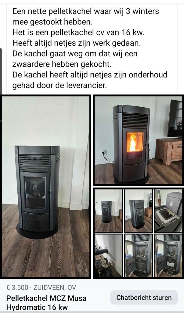 Cv pelletkachel  mcz hydromatic 16kw musa  bijna nieuwl, Huis en Inrichting, Kachels, Zo goed als nieuw, Pelletkachel, Overige brandstoffen