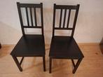 Zwarte houten Ikea stoelen - set van 2, Ophalen, Gebruikt, Twee, Eenvoudig