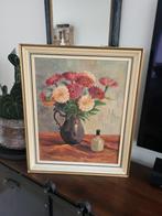 Zeer mooi schilderijtje met bloem en oude lijst, Antiek en Kunst, Ophalen