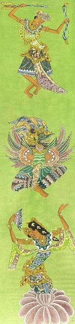 Schilderij op Batik - Bali Indonesië - gesigneerd, Antiek en Kunst, Kunst | Niet-Westerse kunst, Ophalen of Verzenden