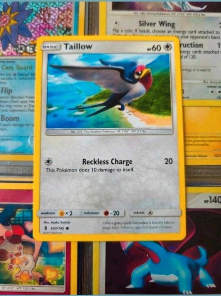 Taillow 103/145 Sun&Moon Guardians Rising Pokemon kaart nm, Ophalen of Verzenden, Zo goed als nieuw, Losse kaart