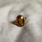 Antieke ring goud citrien steen 8k goud, Verzenden, 19 tot 20, Zo goed als nieuw, Dame
