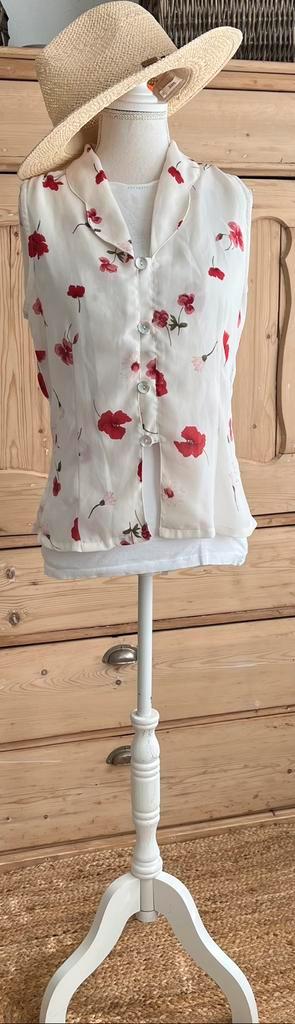 Blouson off white met  patroon, mt 36/38, zgan, idem zwart, Kleding | Dames, Tops, Zo goed als nieuw, Maat 36 (S), Overige kleuren
