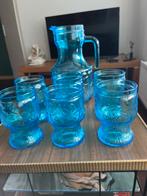 Glazen Water Set - Blauw Glas, Huis en Inrichting, Keuken | Servies, Glas of Glazen, Ophalen of Verzenden, Effen, Glas