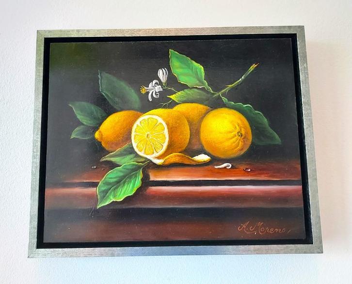 Alfonso Moreno(1947-)-Citroenen, Antiek en Kunst, Kunst | Schilderijen | Klassiek, Ophalen of Verzenden