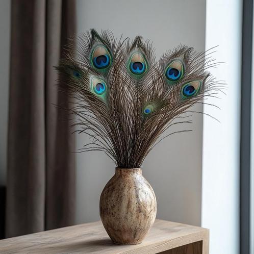 Pauwen veren 10 stuk, Huis en Inrichting, Woonaccessoires | Droogbloemen, Nieuw, Ophalen of Verzenden