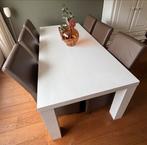 Witte eettafel hout, Ophalen, Gebruikt, 200 cm of meer, 50 tot 100 cm
