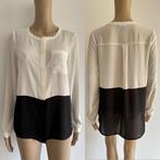 Dames bloes blouse tuniek jurk wit zwart top colorblock S, Ophalen of Verzenden, Zo goed als nieuw, Maat 36 (S), Wit