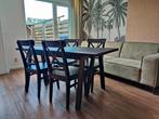 Zwarte eettafel met stoelen - nette staat, Ophalen of Verzenden