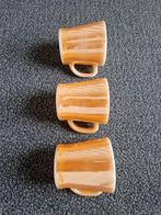 Vintage Oranje Glazen Mokken - Set van 3, Gebruikt, Ophalen of Verzenden, Glas, Overige stijlen