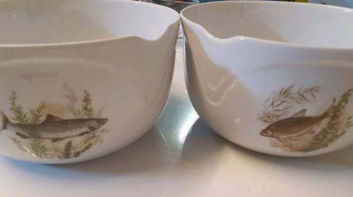 2x grote kom servies met vis vissen Schwabap porselein 60's, Antiek en Kunst, Antiek | Porselein, Ophalen of Verzenden