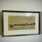 Antieke Ets Amsterdam IJhaven Carel Nicolaas Haagse School, Ophalen of Verzenden