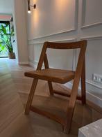 Vintage inklapbare retro stoel webbing hout art deco, Huis en Inrichting, Stoelen, Bruin, Verzenden, Vintage, Zo goed als nieuw
