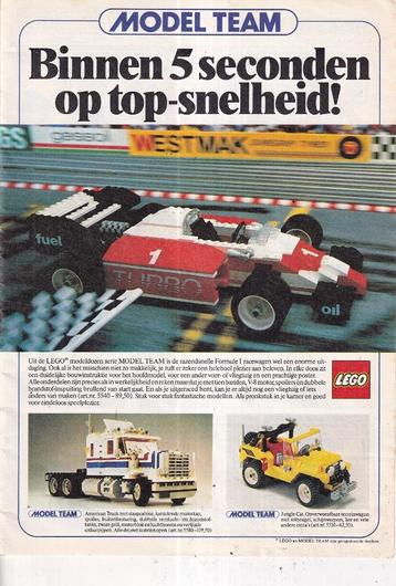 Retro reclame 1986 Lego Model Team Turbo 1 racewagen