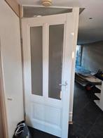 Paneel deur opdek deur met glas 88x210, Doe-het-zelf en Verbouw, Deuren en Horren, Gebruikt, 80 tot 100 cm, Binnendeur, Ophalen of Verzenden